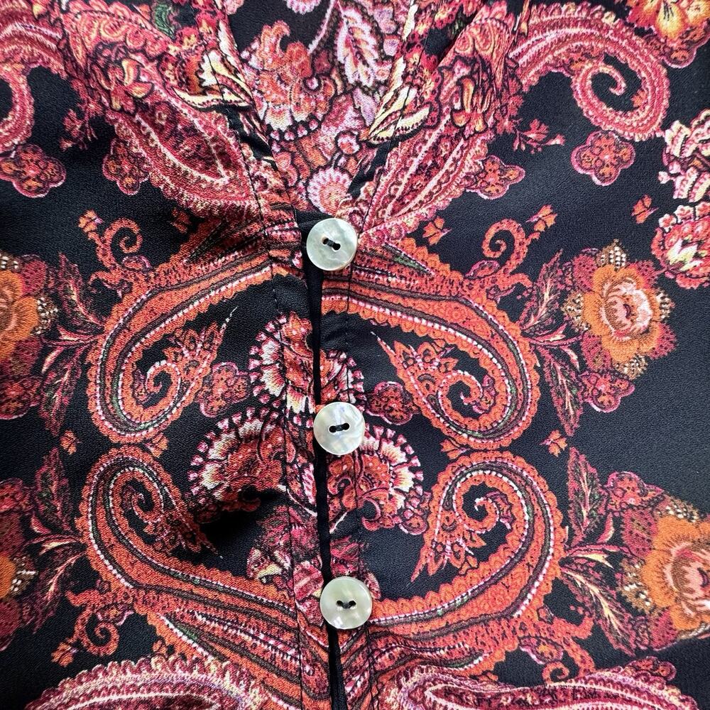 Fig And Flower Women’s Tunic Top Paisley 3/4 Sleeve Pink And Black Size 2XL - Picture 4 of 10